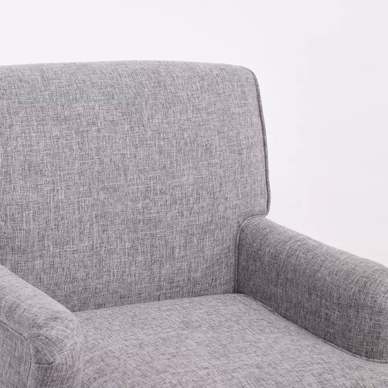 Sillón vintage de lino tapizado con patas de madera maciza de estilo antiguo, sillón decorativo individual para el hogar