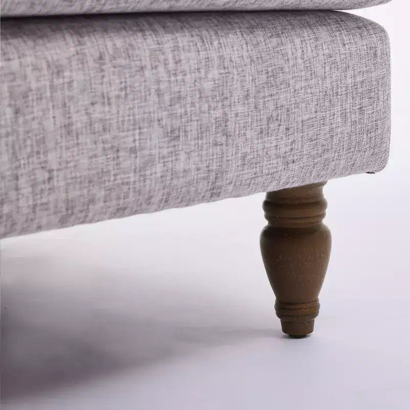 Sillón vintage de lino tapizado con patas de madera maciza de estilo antiguo, sillón decorativo individual para el hogar