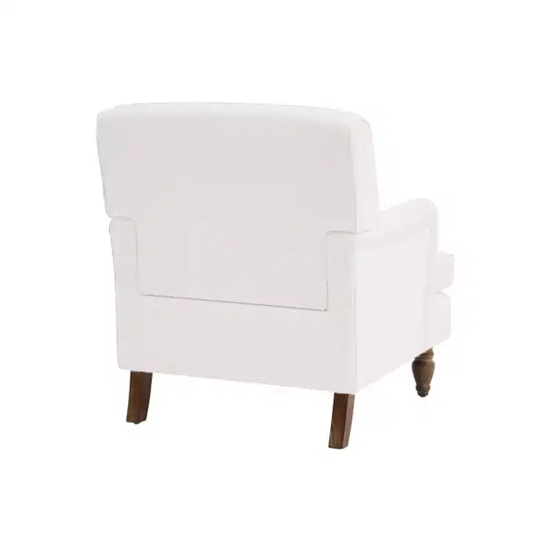 Sillón vintage de lino tapizado con patas de madera maciza de estilo antiguo, sillón decorativo individual para el hogar
