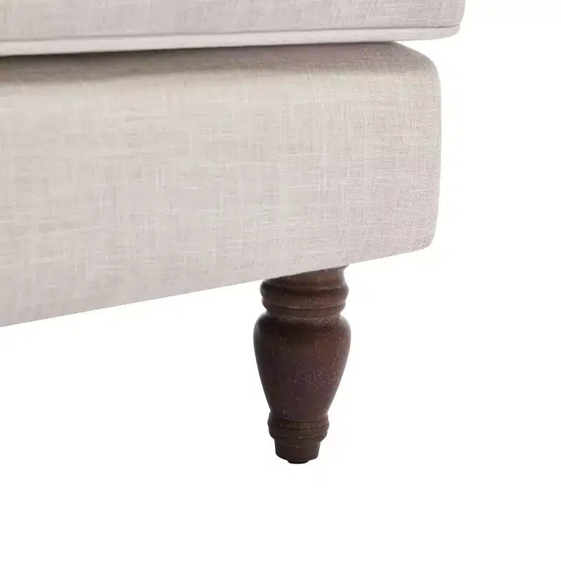 Sillón vintage de lino tapizado con patas de madera maciza de estilo antiguo, sillón decorativo individual para el hogar