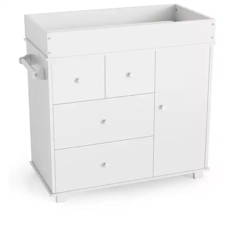 Changing Table Dresser, Nursery Baby Dresser with 3 Drawers and a Cabinet, Modern Diaper Changing Station for Bedroom, Kids Room