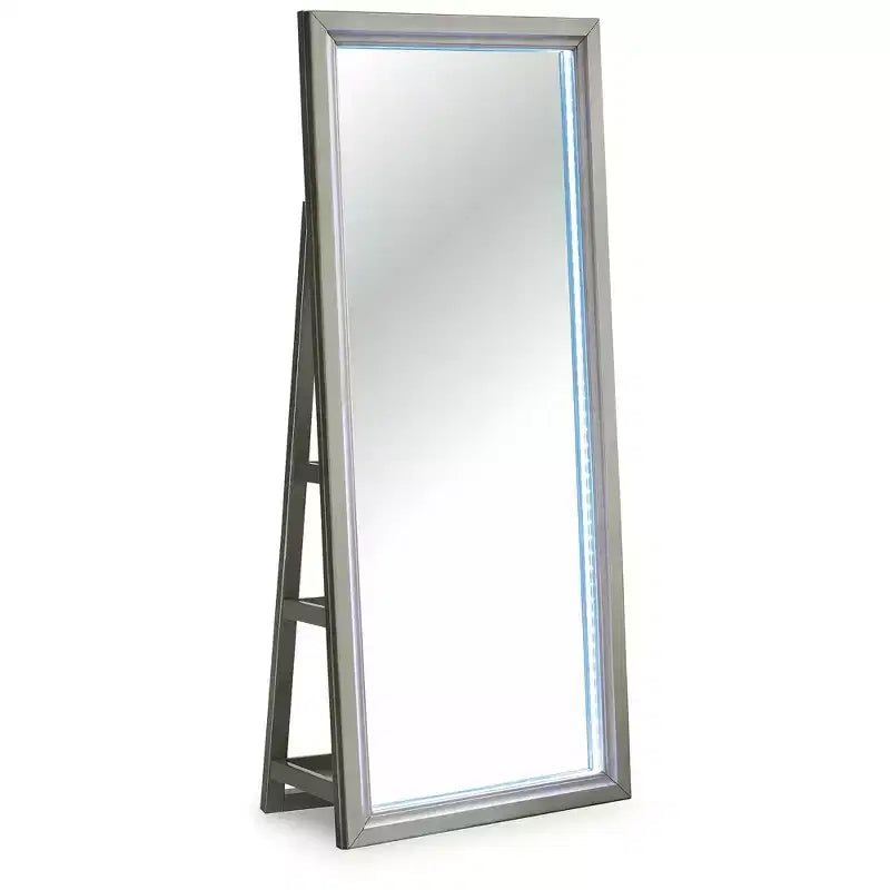 Espejo de pie con almacenamiento - 3 estantes, luz LED con control táctil