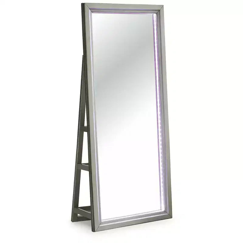 Espejo de pie con almacenamiento - 3 estantes, luz LED con control táctil