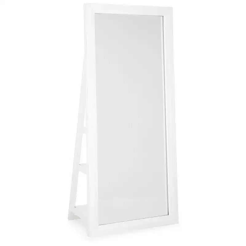 Espejo de pie con almacenamiento - 3 estantes, luz LED con control táctil