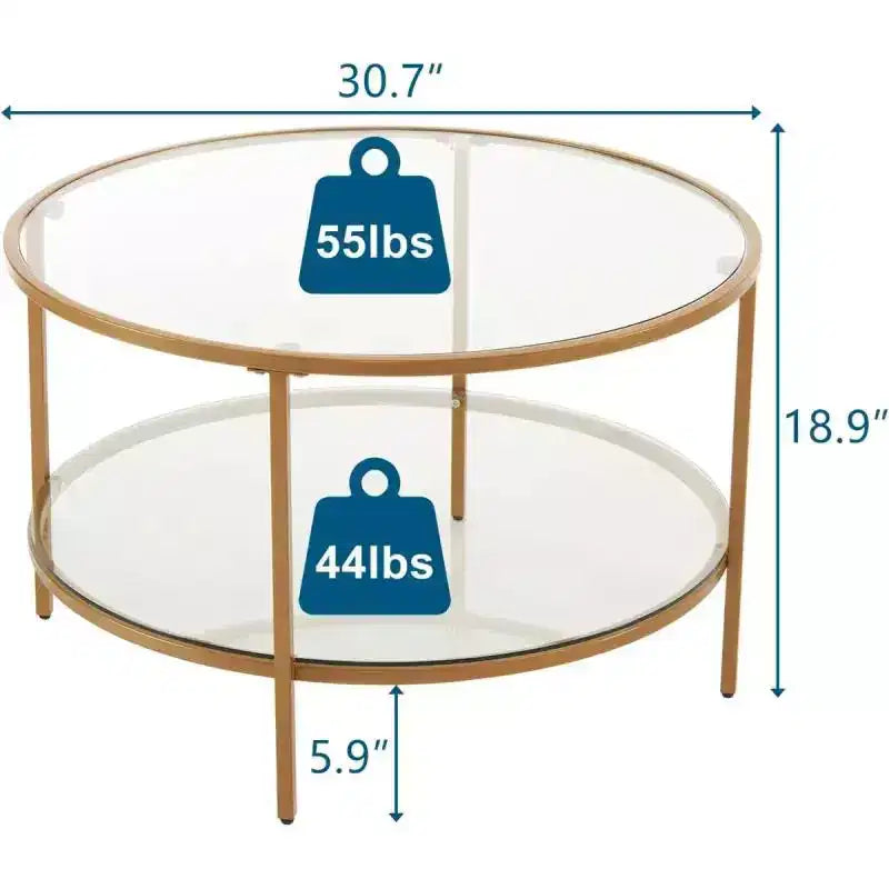 Mesa de centro doble redonda de vidrio