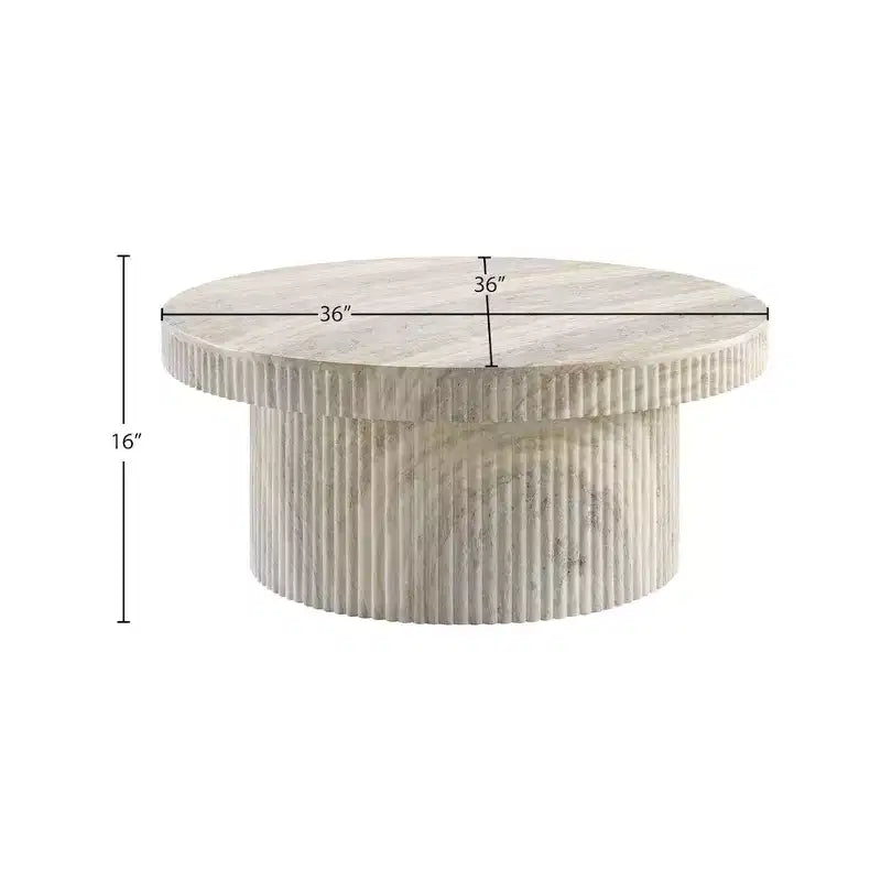 Mesa de centro de concreto con acabado de travertino