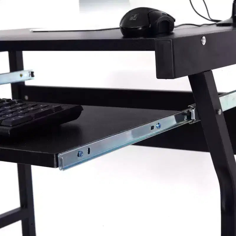 Escritorio móvil para computadora con cuatro ruedas, negro