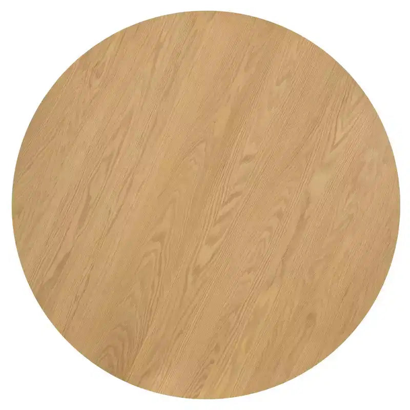 Table de salle à manger ronde de 46 pour 6 personnes, table moderne à piètement central avec base conique cannelée et plateau en MDF, pour petite cuisine, salle à manger ou café, finition naturelle