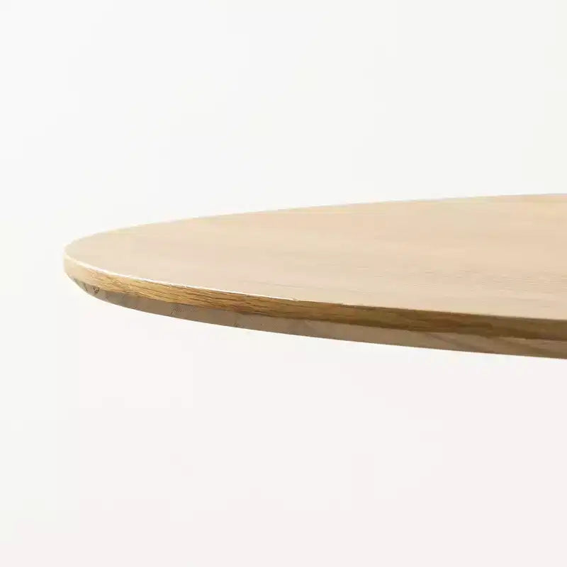 Mesa de comedor redonda de 46 para 6 personas, moderna, con pedestal, base cónica acanalada y tablero de MDF de madera, para cocina, comedor o cafetería en espacios pequeños, natural