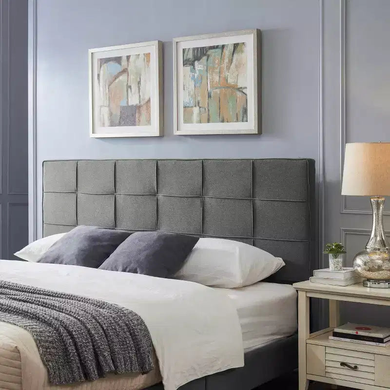 Tête de lit contemporaine en tissu rembourré pour lit king ou California king