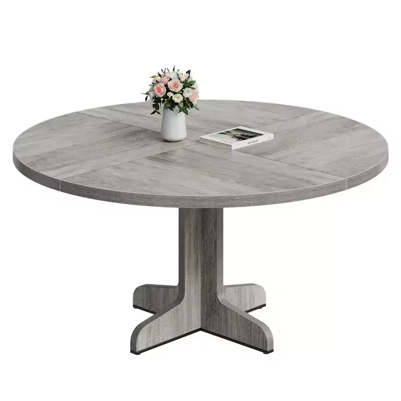 Table ronde de salle à manger pour 4 personnes, table de cuisine circulaire style maison de campagne de 47 pouces avec plateau en bois et base stable, pour salle à manger et salon (table uniquement)