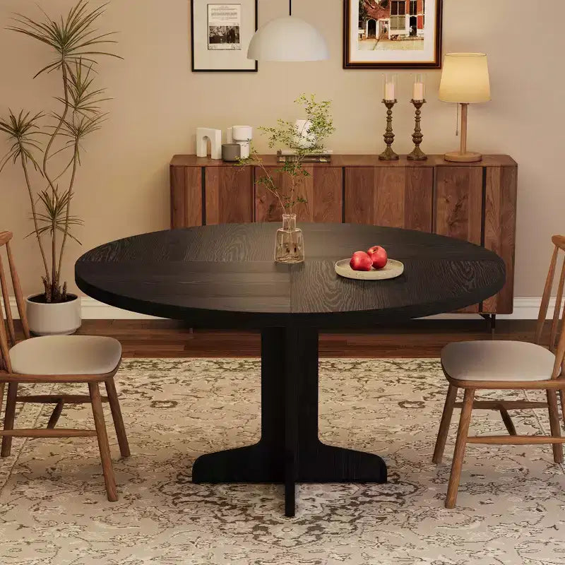 Table ronde de salle à manger pour 4 personnes, table de cuisine circulaire style maison de campagne de 47 pouces avec plateau en bois et base stable, pour salle à manger et salon (table uniquement)
