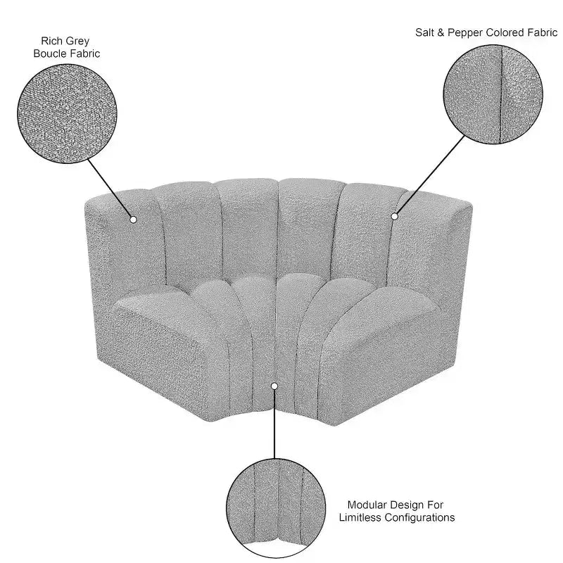Sofá modular de tela bouclé