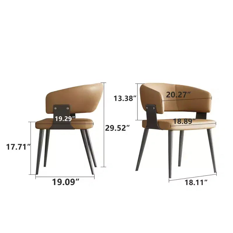 Silla de comedor de cuero de 18.89 pulgadas con estructura metálica y espuma de alta densidad