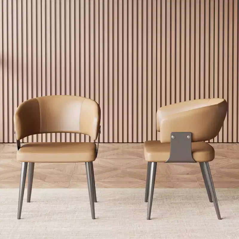 Chaise de salle à manger en cuir de 18.89 pouces avec cadre métallique et mousse haute densité