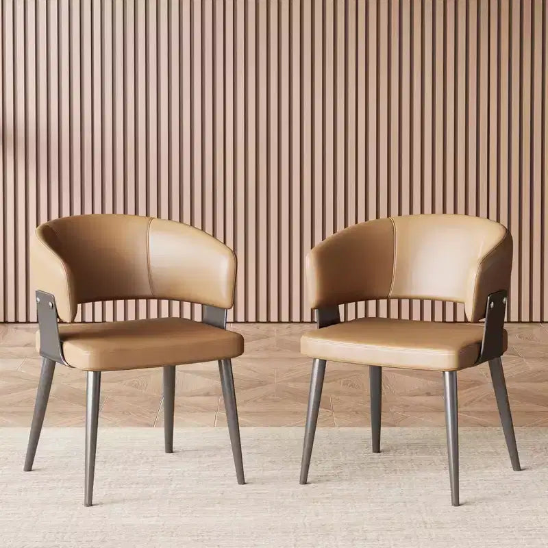 Silla de comedor de cuero de 18.89 pulgadas con estructura metálica y espuma de alta densidad