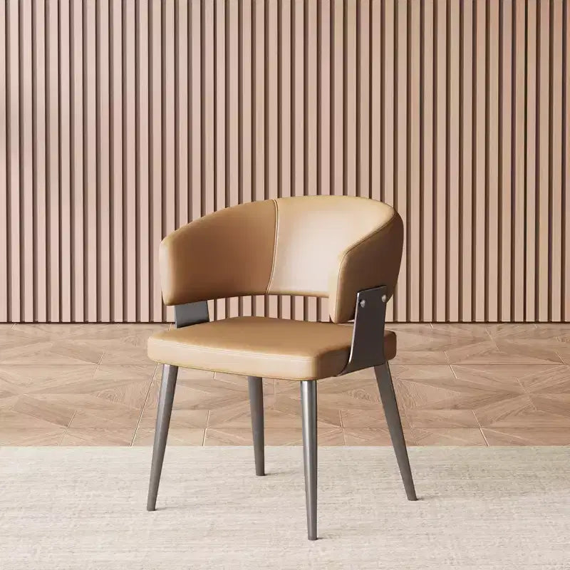 Silla de comedor de cuero de 18.89 pulgadas con estructura metálica y espuma de alta densidad