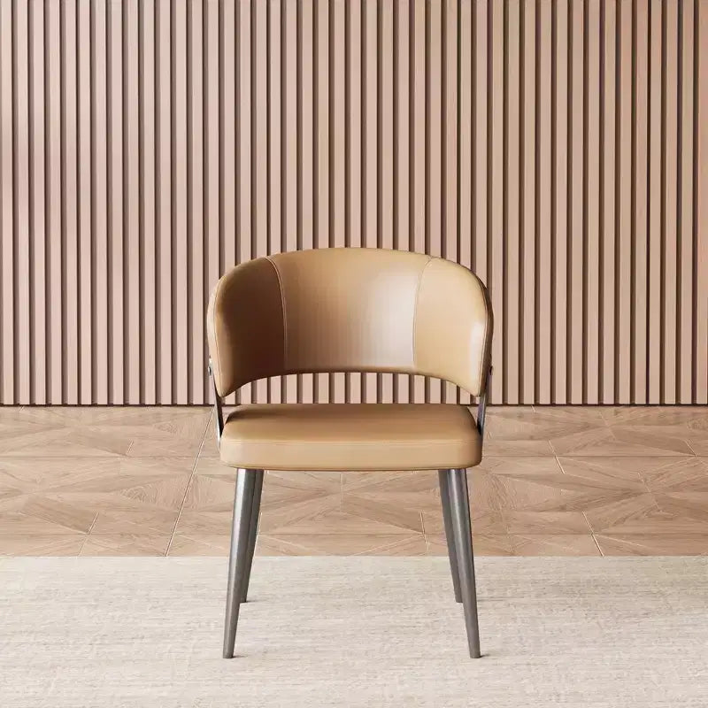 Silla de comedor de cuero de 18.89 pulgadas con estructura metálica y espuma de alta densidad