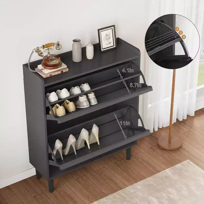 Meuble à chaussures avec tiroirs basculants, organisateur à chaussures avec étagère réglable, rangement à chaussures dissimulé pour entrée, couloir et salon