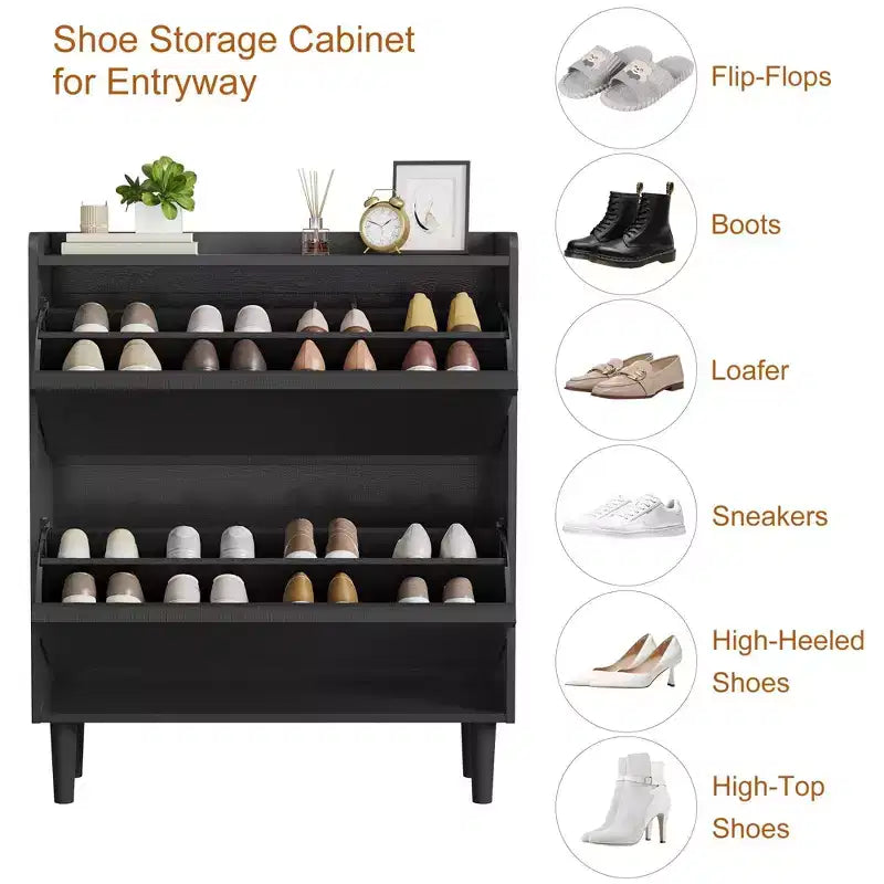 Meuble à chaussures avec tiroirs basculants, organisateur à chaussures avec étagère réglable, rangement à chaussures dissimulé pour entrée, couloir et salon