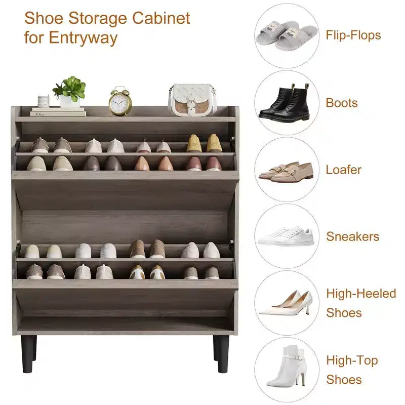 Meuble à chaussures avec tiroirs basculants, organisateur à chaussures avec étagère réglable, rangement à chaussures dissimulé pour entrée, couloir et salon