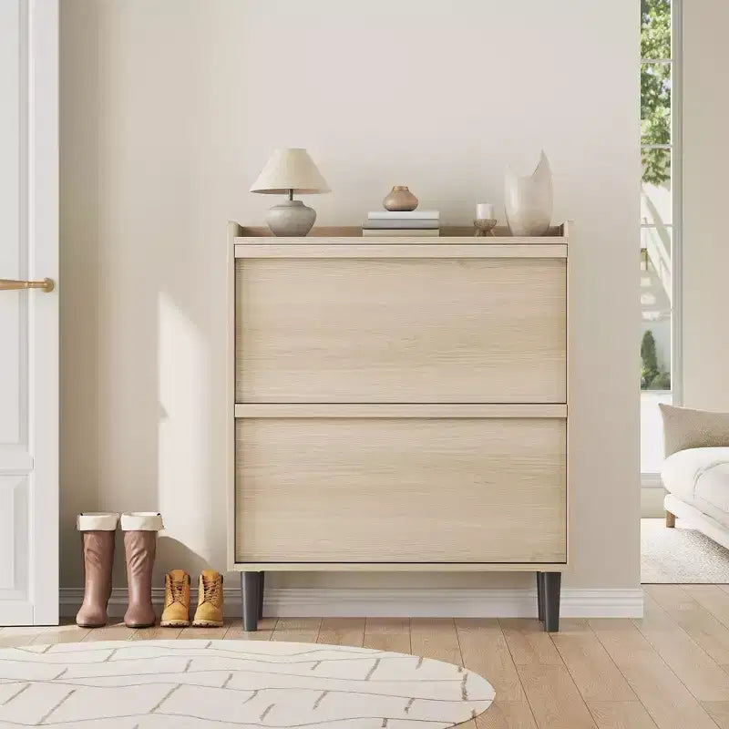 Meuble à chaussures avec tiroirs basculants, organisateur à chaussures avec étagère réglable, rangement à chaussures dissimulé pour entrée, couloir et salon
