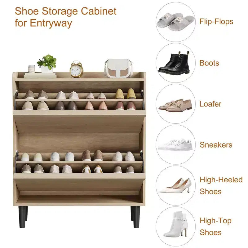 Meuble à chaussures avec tiroirs basculants, organisateur à chaussures avec étagère réglable, rangement à chaussures dissimulé pour entrée, couloir et salon