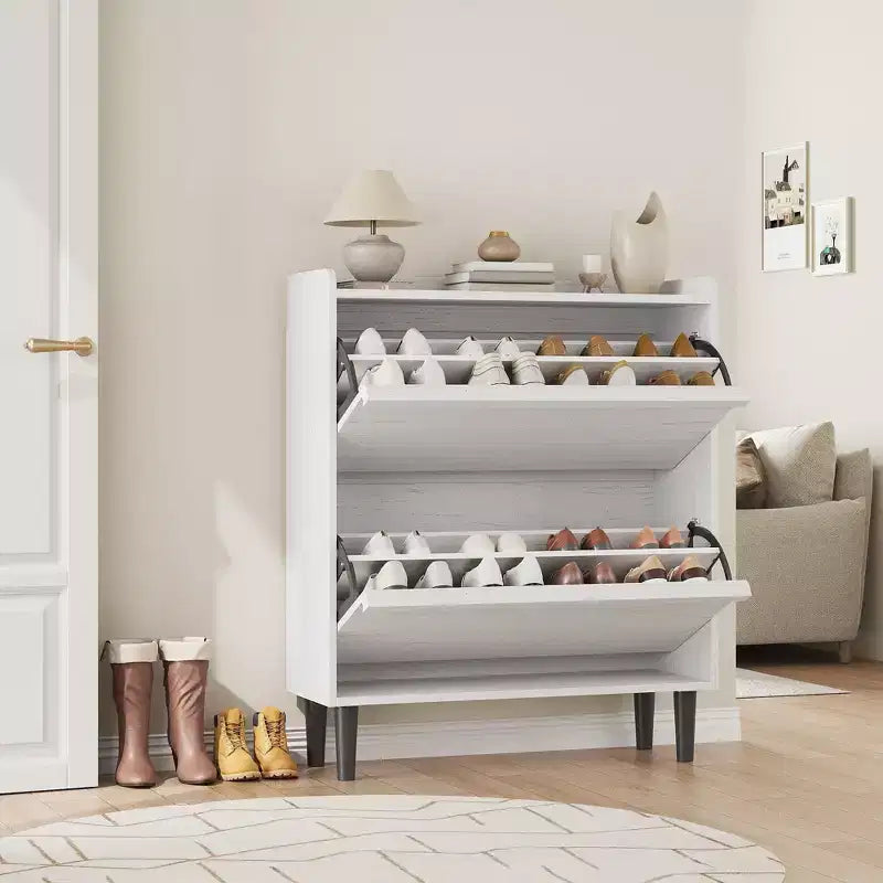 Meuble à chaussures avec tiroirs basculants, organisateur à chaussures avec étagère réglable, rangement à chaussures dissimulé pour entrée, couloir et salon