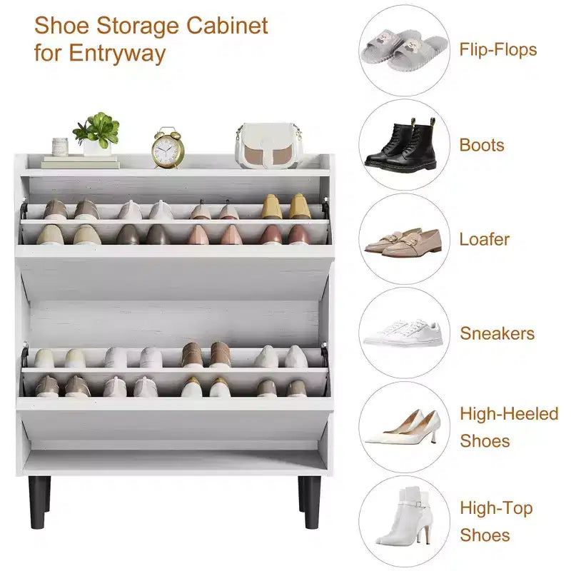 Meuble à chaussures avec tiroirs basculants, organisateur à chaussures avec étagère réglable, rangement à chaussures dissimulé pour entrée, couloir et salon