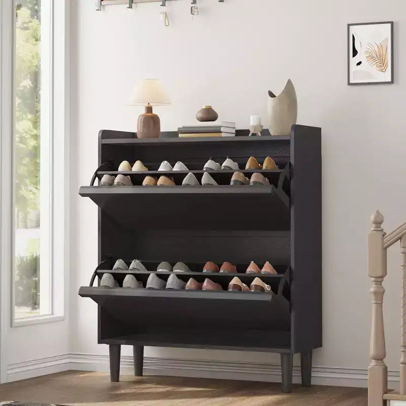 Schuhschrank mit Klappschubladen, Schuhorganizer mit verstellbarem Regalboden, versteckter Schuhaufbewahrung für Eingangsbereich, Flur und Wohnzimmer