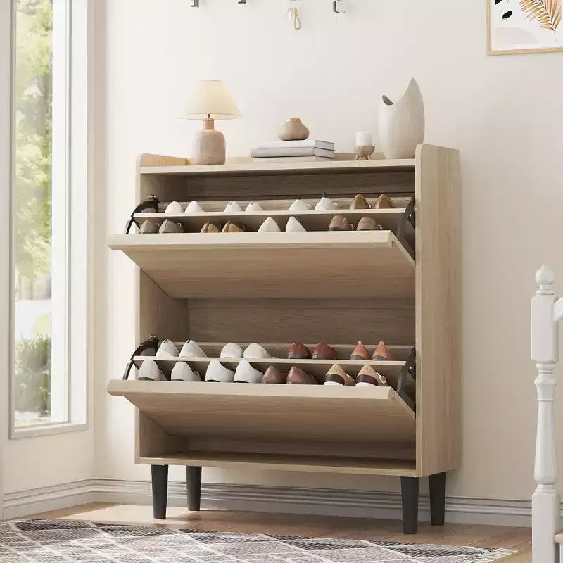 Meuble à chaussures avec tiroirs basculants, organisateur à chaussures avec étagère réglable, rangement à chaussures dissimulé pour entrée, couloir et salon