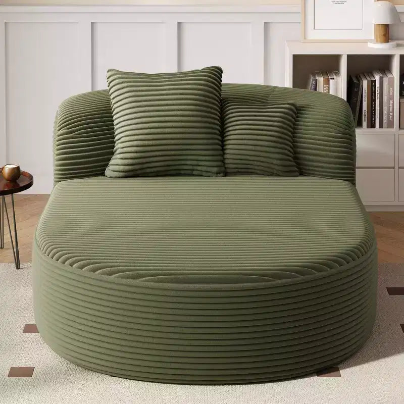 Méridienne ovale moderne convertible en canapé-lit avec coussins de soutien, canapé futon rembourré à assise profonde pour salon