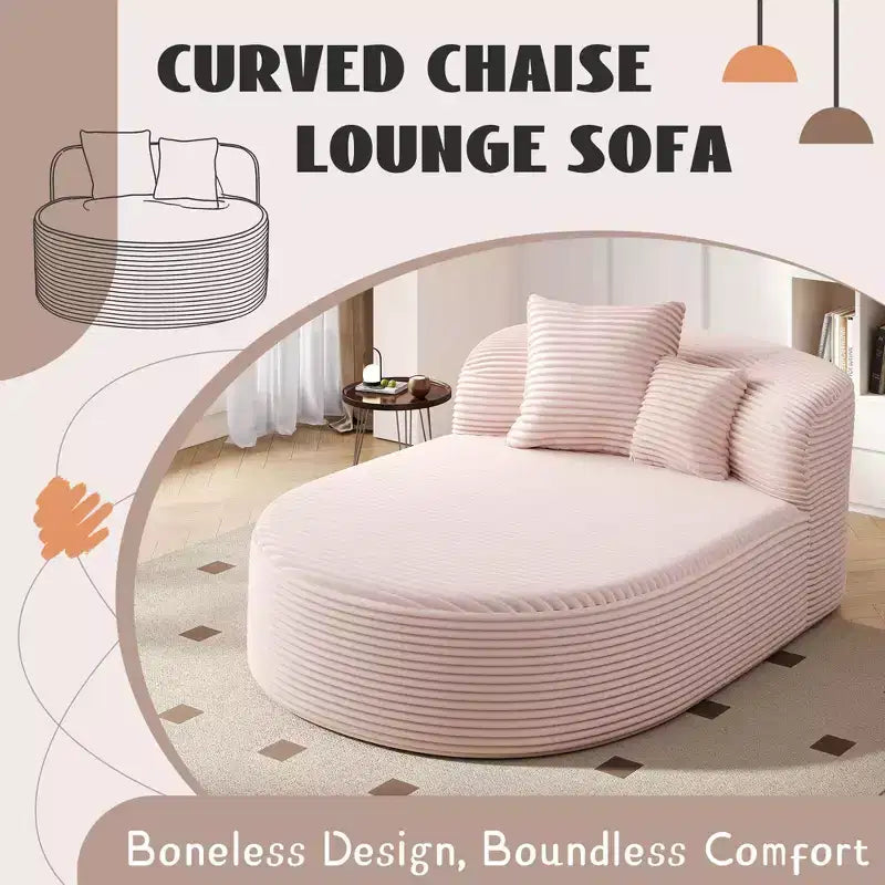 Méridienne ovale moderne convertible en canapé-lit avec coussins de soutien, canapé futon rembourré à assise profonde pour salon