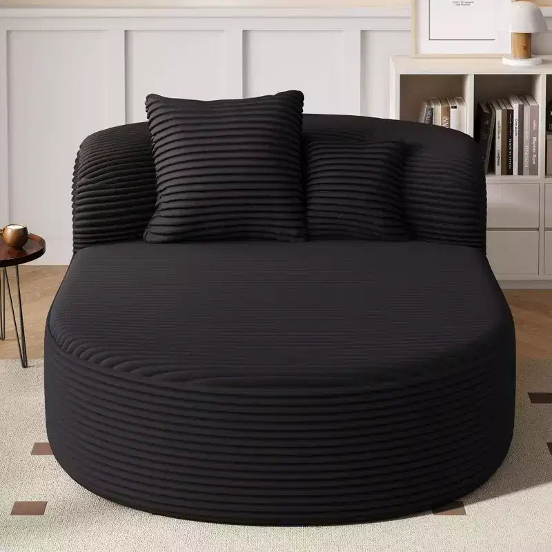 Méridienne ovale moderne convertible en canapé-lit avec coussins de soutien, canapé futon rembourré à assise profonde pour salon