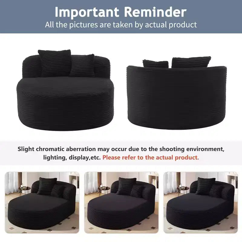 Méridienne ovale moderne convertible en canapé-lit avec coussins de soutien, canapé futon rembourré à assise profonde pour salon