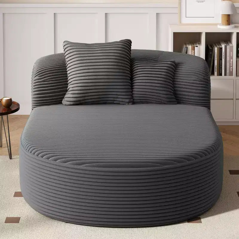 Méridienne ovale moderne convertible en canapé-lit avec coussins de soutien, canapé futon rembourré à assise profonde pour salon