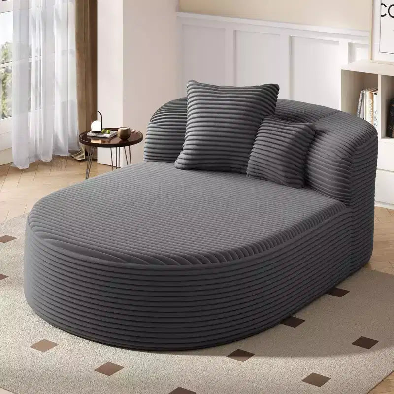 Méridienne ovale moderne convertible en canapé-lit avec coussins de soutien, canapé futon rembourré à assise profonde pour salon