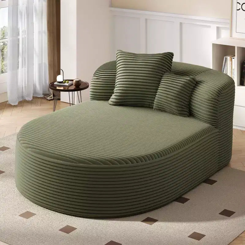 Méridienne ovale moderne convertible en canapé-lit avec coussins de soutien, canapé futon rembourré à assise profonde pour salon