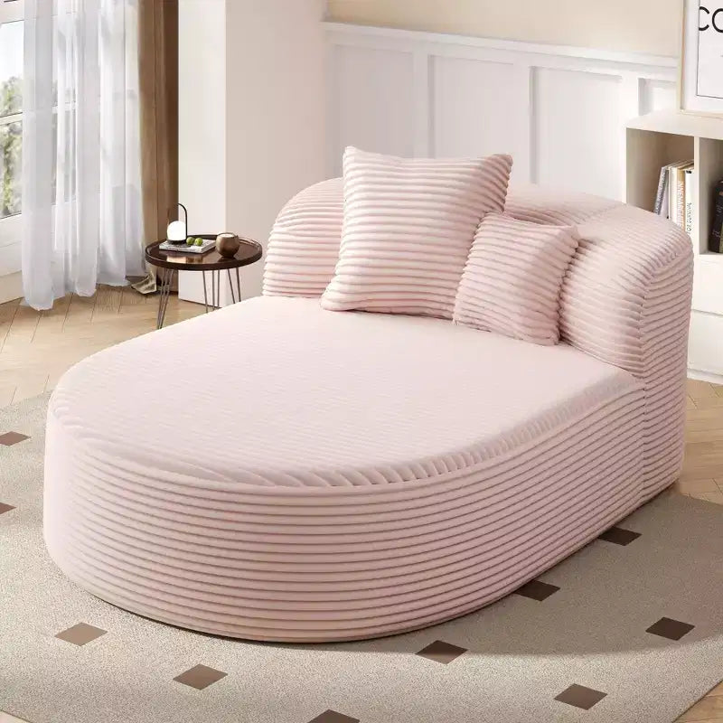 Méridienne ovale moderne convertible en canapé-lit avec coussins de soutien, canapé futon rembourré à assise profonde pour salon
