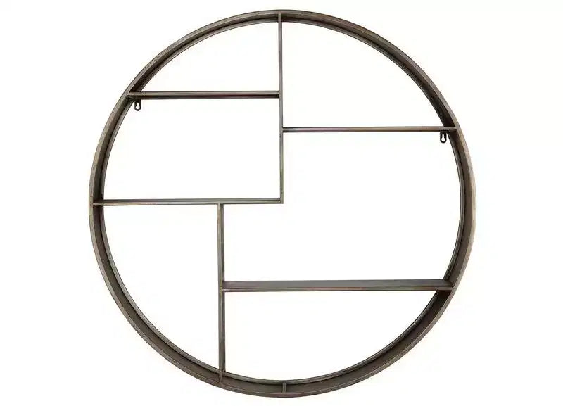 Elewen 36 Diameter Round Iron Wall Shelf - WDC5010 - Brown - Safavieh