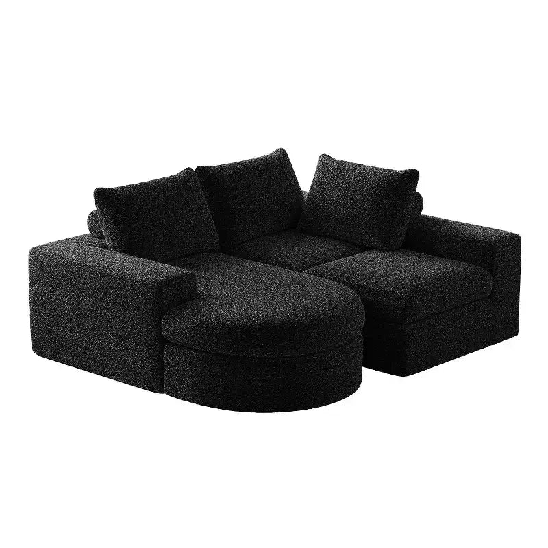 Canapé d’angle modulable en chenille bouclée avec méridienne, canapé en L avec coussins profonds et oreillers de soutien pour la nuque, pour le salon et la chambre