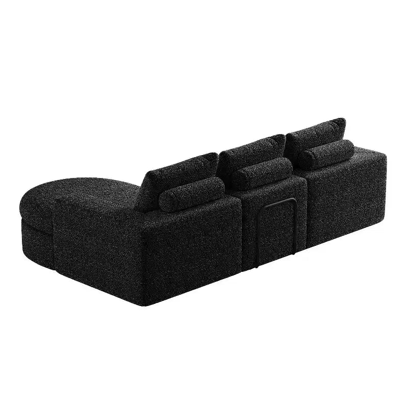 Canapé d’angle modulable en chenille bouclée avec méridienne, canapé en L avec coussins profonds et oreillers de soutien pour la nuque, pour le salon et la chambre