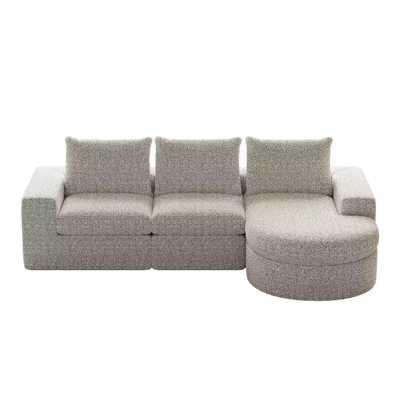 Canapé d’angle modulable en chenille bouclée avec méridienne, canapé en L avec coussins profonds et oreillers de soutien pour la nuque, pour le salon et la chambre