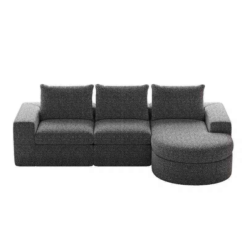 Canapé d’angle modulable en chenille bouclée avec méridienne, canapé en L avec coussins profonds et oreillers de soutien pour la nuque, pour le salon et la chambre