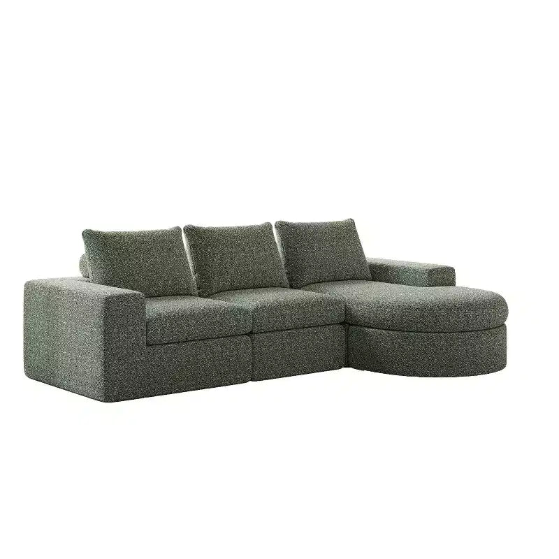 Canapé d’angle modulable en chenille bouclée avec méridienne, canapé en L avec coussins profonds et oreillers de soutien pour la nuque, pour le salon et la chambre