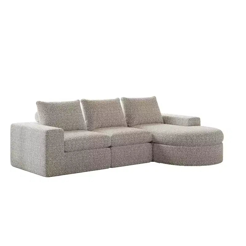 Canapé d’angle modulable en chenille bouclée avec méridienne, canapé en L avec coussins profonds et oreillers de soutien pour la nuque, pour le salon et la chambre