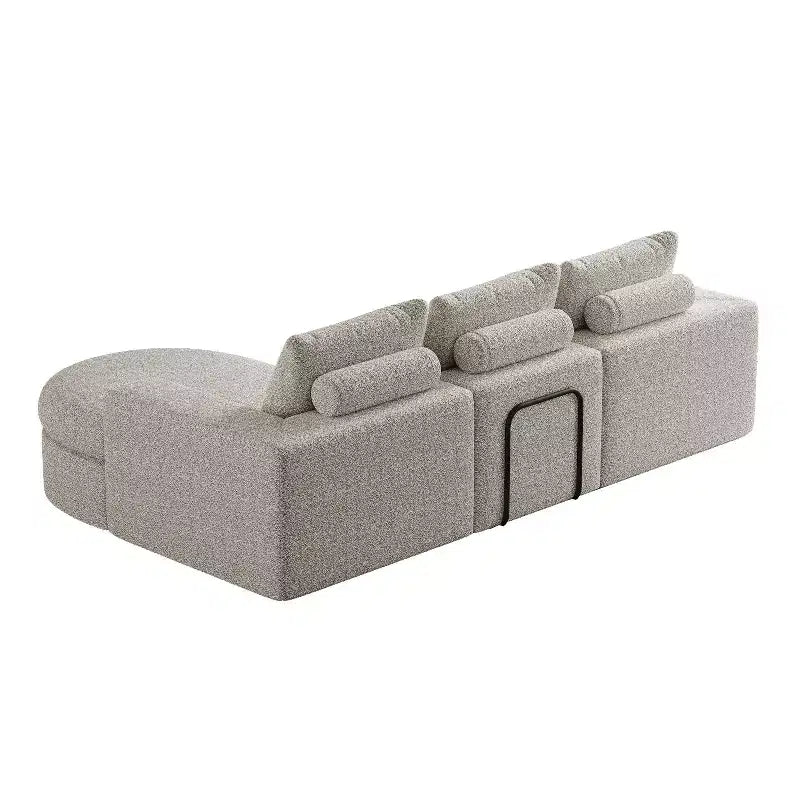 Canapé d’angle modulable en chenille bouclée avec méridienne, canapé en L avec coussins profonds et oreillers de soutien pour la nuque, pour le salon et la chambre
