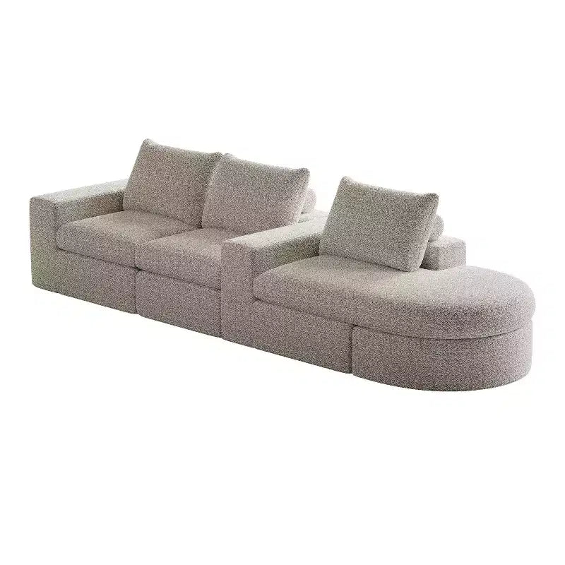 Canapé d’angle modulable en chenille bouclée avec méridienne, canapé en L avec coussins profonds et oreillers de soutien pour la nuque, pour le salon et la chambre