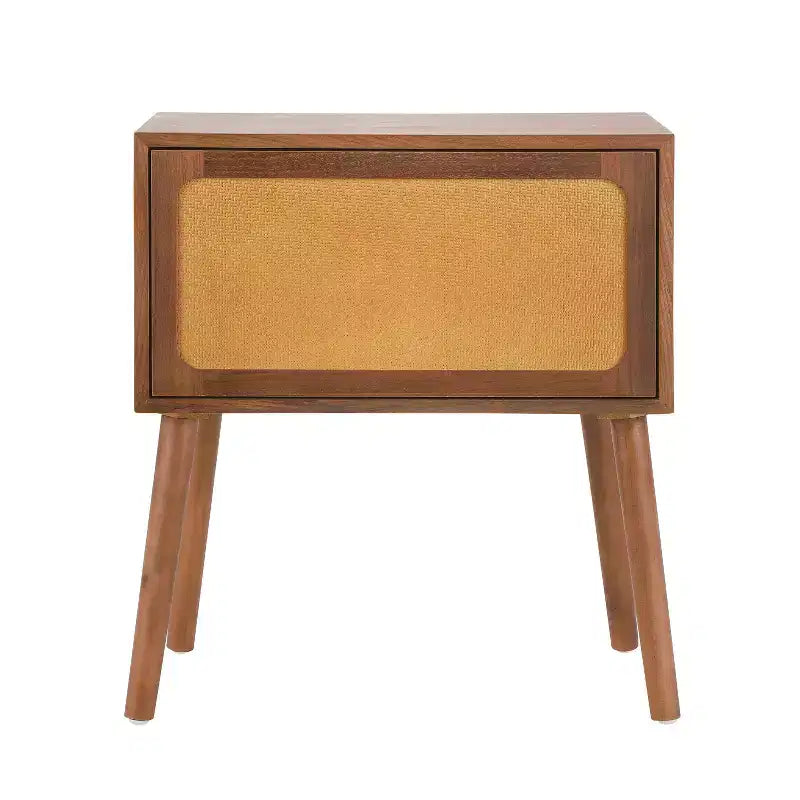 Table de chevet en rotin avec compartiment rotatif, table d’appoint pour canapé, table décorative, table de chevet