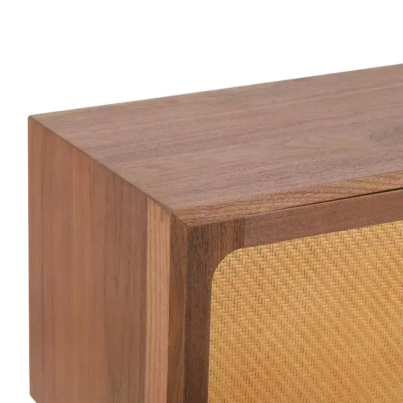 Table de chevet en rotin avec compartiment rotatif, table d’appoint pour canapé, table décorative, table de chevet